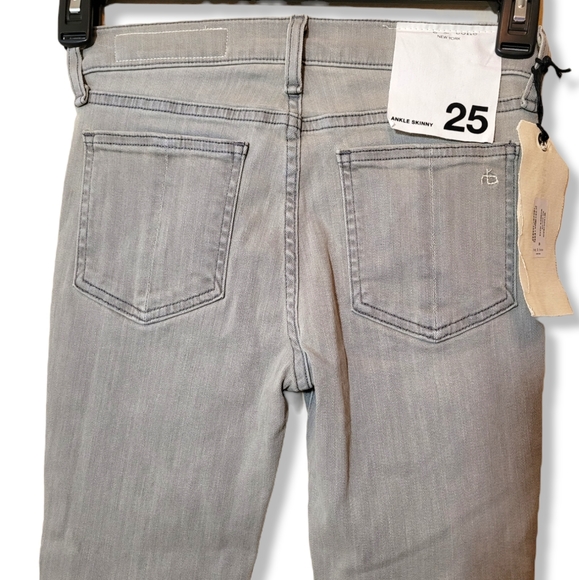 Rag & Bone Denim Burmese Gray Ankle Skinny Jean Raw Hem Sz 25 - Picture 5 of 10